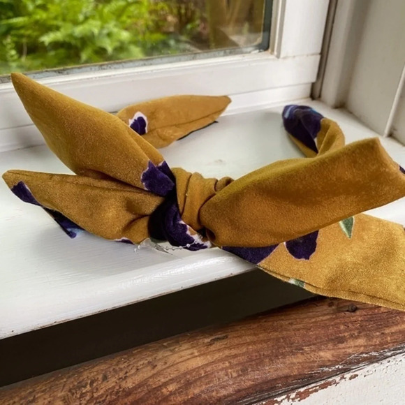 Anthropologie Handmade Gold Purple Floral Headband - Picture 3 of 5